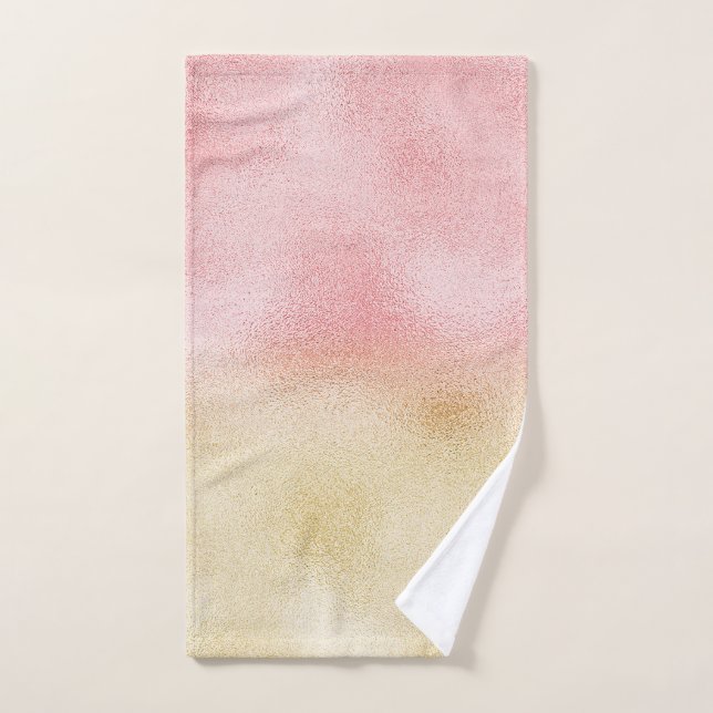 Pink and Gold Ombre Foil Bath Towel Set (Hand Towel)