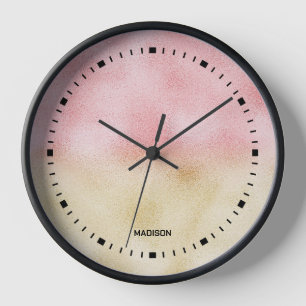 Pink and Gold Ombre Foil Clock
