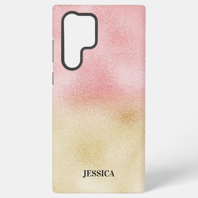 Pink and Gold Ombre Foil Samsung Galaxy S22 Ultra Case (Back)