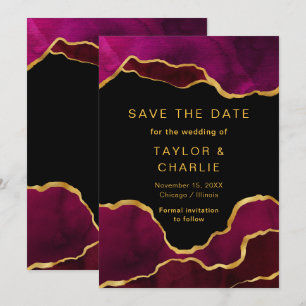 Pink and Gold Painted Agate Save the Date
