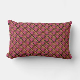 Pink and Gold Passion Boho Diamonds Lumbar Cushion