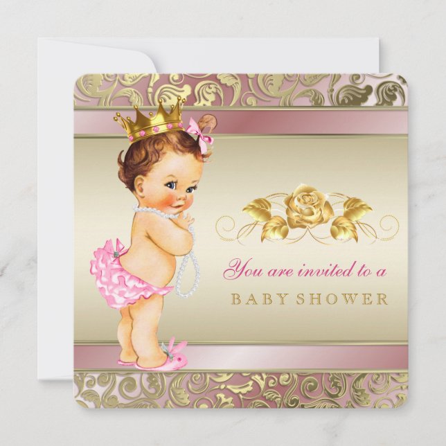 Pink and Gold Pearl Baby Shower Invitation (Front)