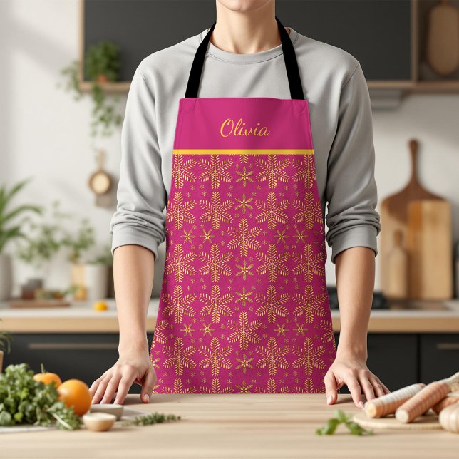Pink and Gold Personalised Apron (Creator Uploaded)