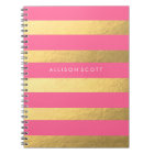 Pink And Gold Personalised Notebook