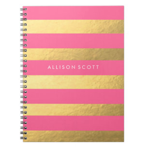 Pink And Gold Personalised Notebook