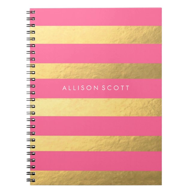Pink And Gold Personalised Notebook (Front)