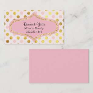 Pink and Gold Polka Dot Mummy PlayDate Calling Card