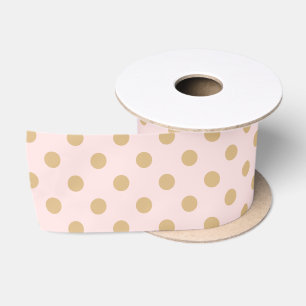 Pink and Gold Polka Dot Pattern Satin Ribbon