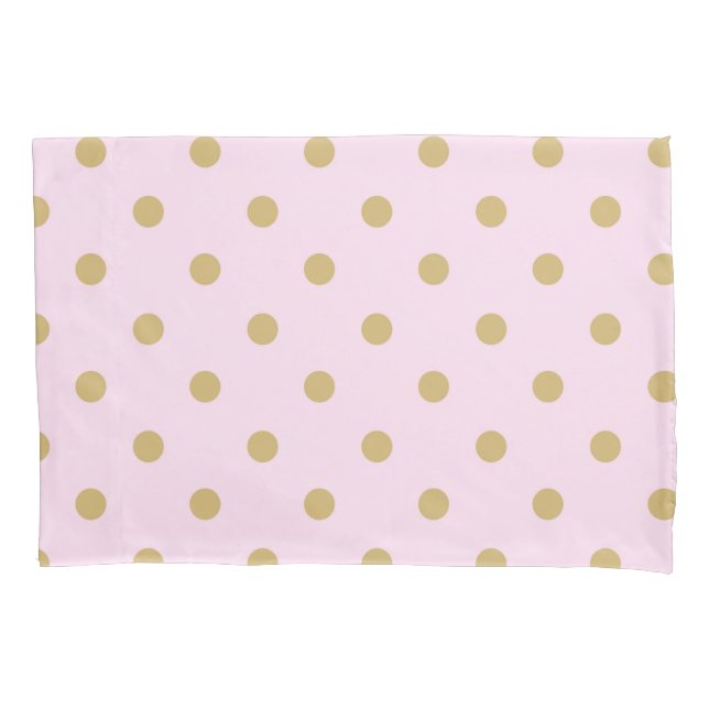 Pink and Gold Polka Dots Personalised Custom Pillowcase (Front)