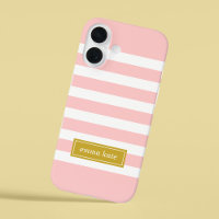 Pink and Gold Preppy Stripes Monogram