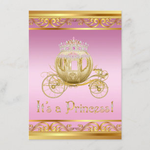 Pink and Gold Princess Baby Shower Invitations