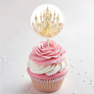 Pink and Gold Princess Birthday Favour Sticker