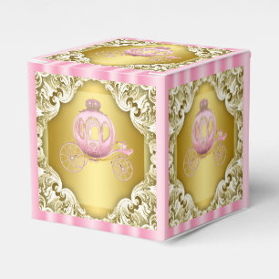 Pink and Gold Princess Carriage Favour Box