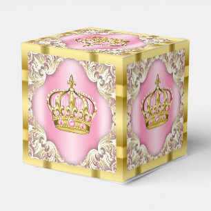 Pink and Gold Princess Crown Favour Box