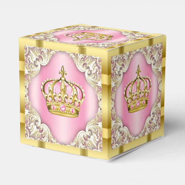 Pink and Gold Princess Crown Favour Box (Back Side)