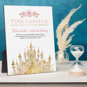 Pink and Gold Princess First Birthday Time Capsule Plaque