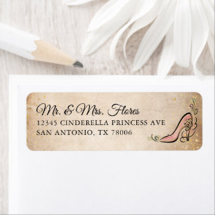Pink and Gold Princess Shoe Elegant Return Address Label
