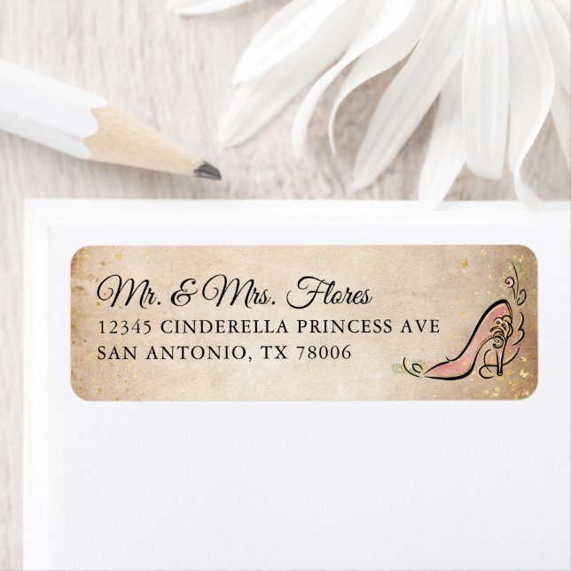 Pink and Gold Princess Shoe Elegant Return Address Label (Insitu)