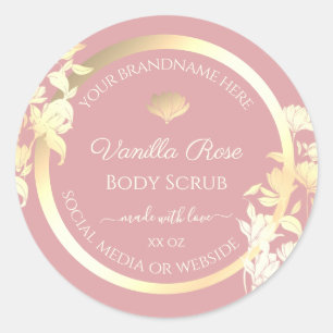 Pink and Gold Product Packaging Labels Flowers