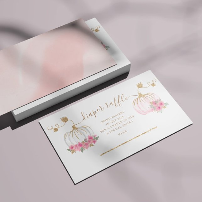 Pink And Gold Pumpkin Diaper Raffle Ticket Enclosure Card (Creator Uploaded)