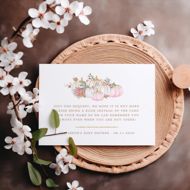 Pink And Gold Pumpkin Floral Books For Baby Enclosure Card (Creator Uploaded)