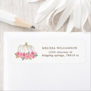 Pink And Gold Pumpkin Floral Return Address Label