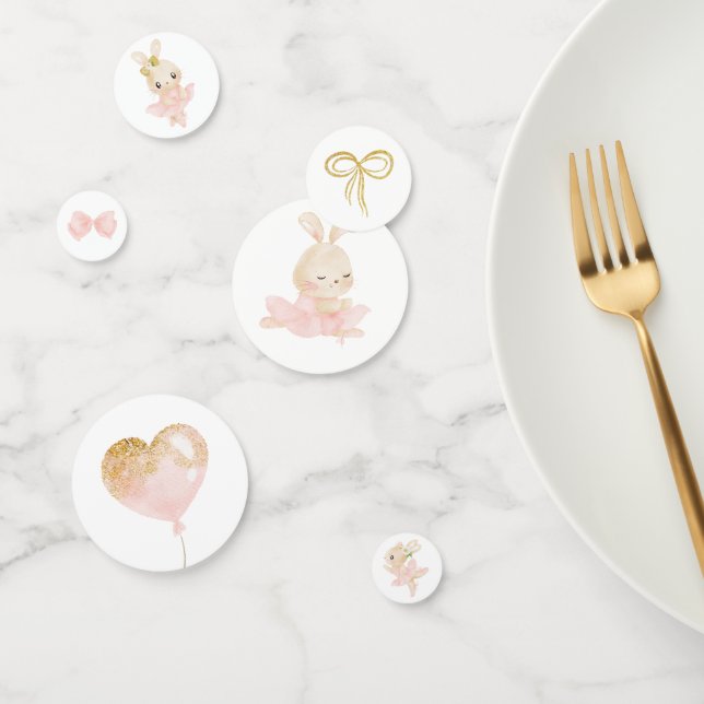 Pink and Gold Rabbit Ballerina Baby Shower Confetti (Group)