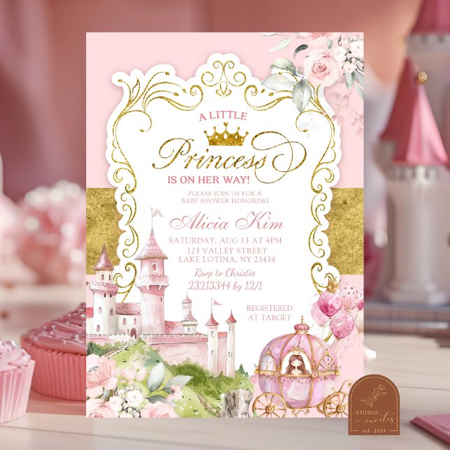 Pink and Gold Royal Princess Baby Shower  Invitation (Creator Uploaded)