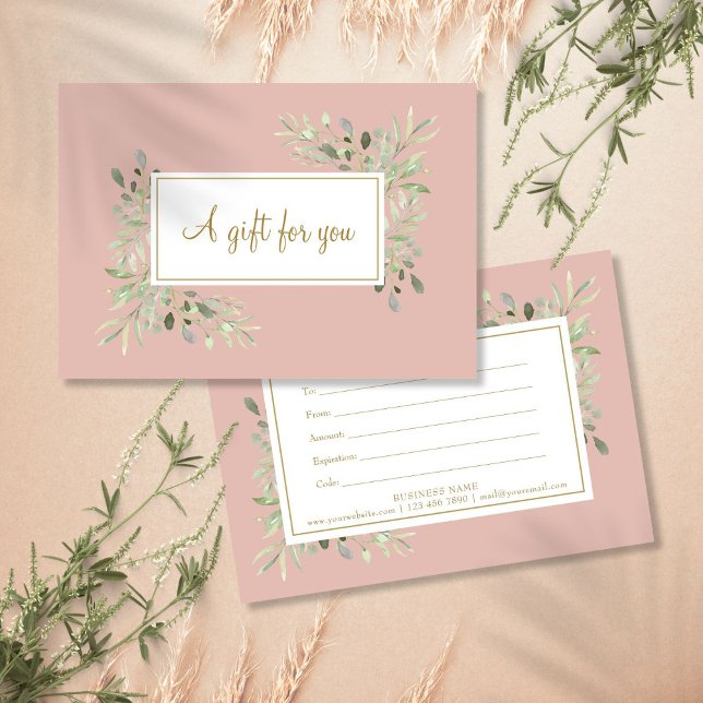Pink And Gold Script Greenery Gift Certificate (Pink And Gold Script Greenery Gift Certificate)