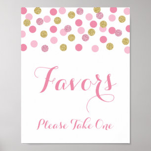 Pink and Gold Shower Favours Please Take One Sign