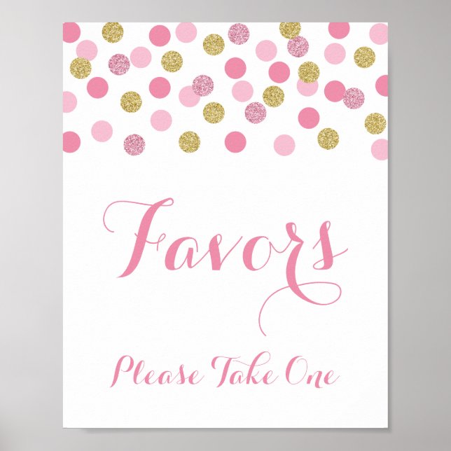 Pink and Gold Shower Favours Please Take One Sign (Front)
