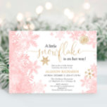 Pink and gold snowflake winter girl baby shower invitation<br><div class="desc">For more advanced customisation of this design,  simply select the "Customise It" button above!</div>