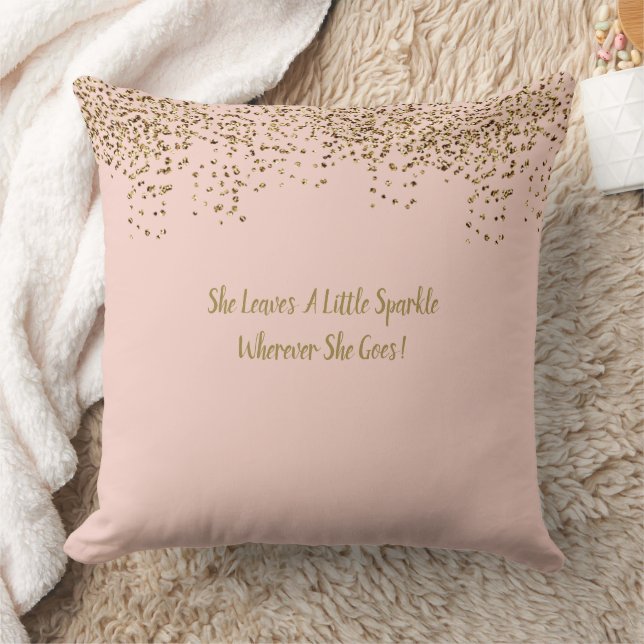 Pink And Gold Sparkle Sprinkle Shower Party Cushion (Blanket)