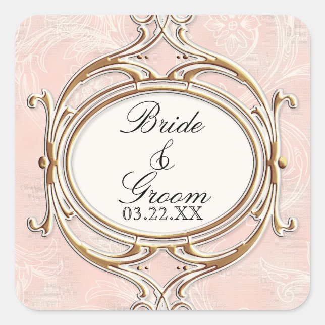 pink and gold square sticker (Front)