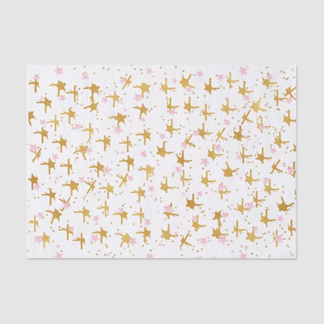 Pink and Gold Stars Confetti Tissue Paper (Front)