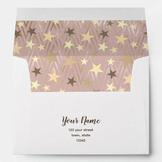 Pink and Gold Stars Envelope (Back (Bottom))