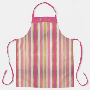 Pink and Gold Stripe Personalised Apron