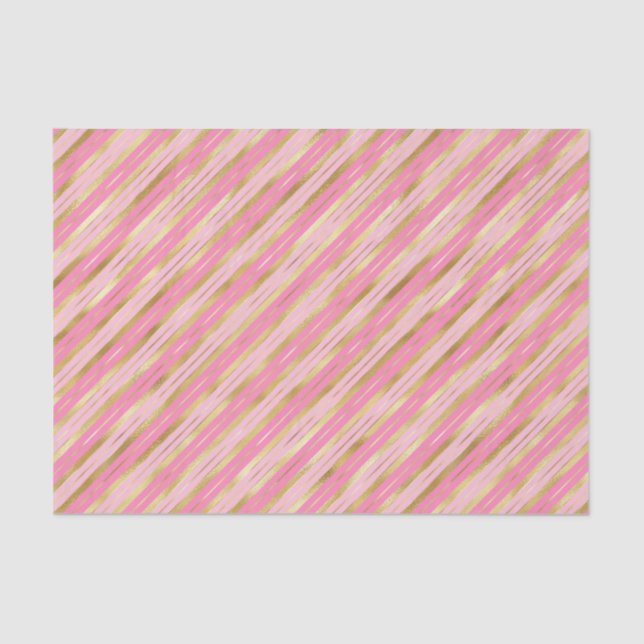 Pink and Gold Stripes Tissue Paper (Front)