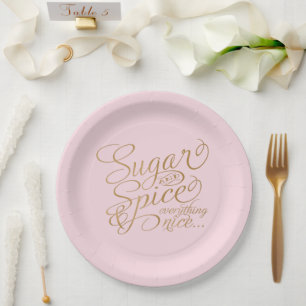Pink and Gold Sugar and Spice Paper Plates