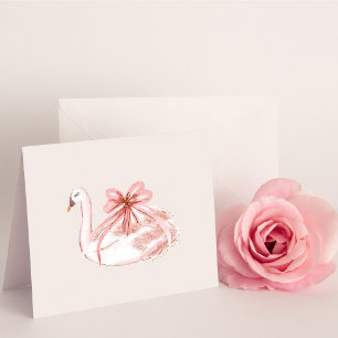 Pink and Gold Swan Blank Card