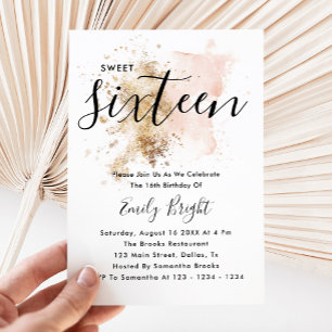 Pink And Gold Sweet 16 Invitations 16Th Birthday