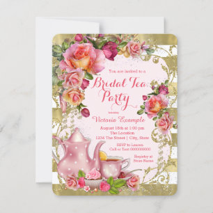 Pink and Gold Tea Party Invitation