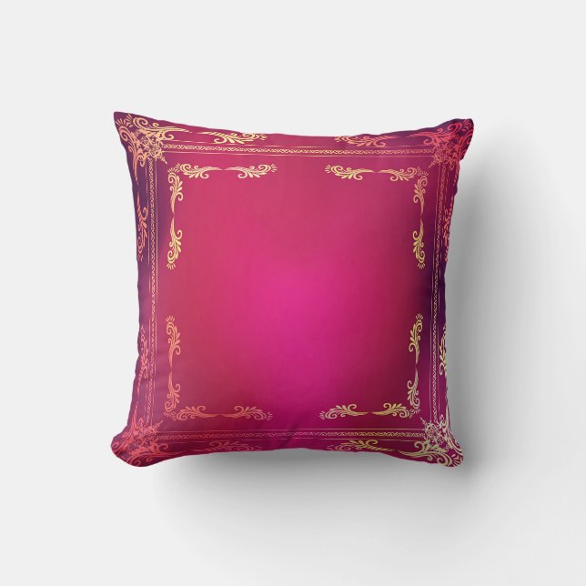 Pink and Gold Throw Pillow (Front)