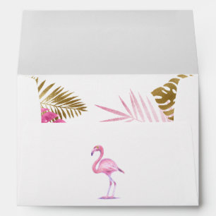 Pink and Gold Tropical Flamingo Girl Baby Shower Envelope