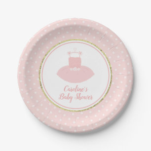 Pink and Gold Tutu Baby Shower Paper Plate