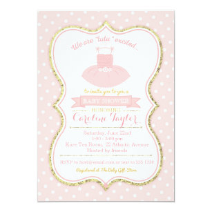 Pink and Gold Tutu Ballet Baby Shower Invitation