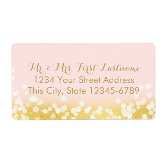 Pink and Gold Twinkle Lights Shipping Label