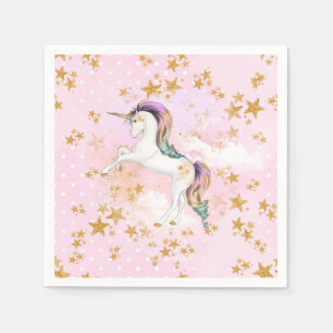 Pink and Gold Unicorn Birthday Party Napkins