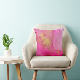 PInk and gold watercolor abstract   Cushion