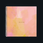 Pink and Gold Watercolor Abstract Painting Notebook<br><div class="desc">A pretty combination of pink,  yellow,  gold and orange watercolor brush strokes and organic,  abstract shapes,  personalised with name or words of your choice.</div>